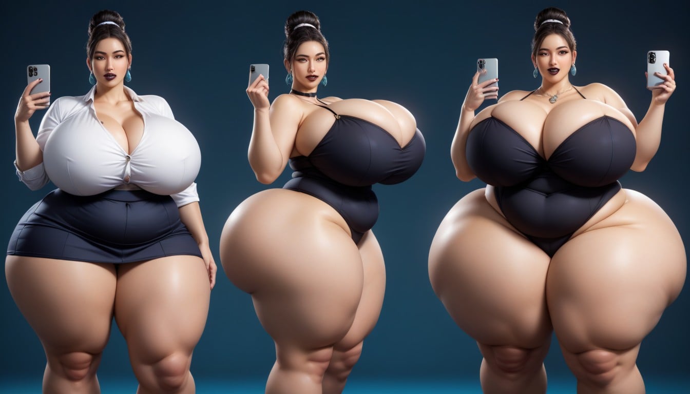 Hyper Ultra Mega Fat Ass, Selfie, Hyper Fat Thick Curvy Fuller Figured Asian American College Woman BBW AI Porn