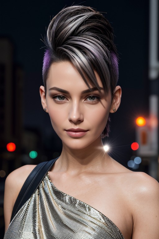 Pixie Cut, Cascading Length Flowing Past Shoulders In A Massive Weighted Sweep, Dynamic Low Angle Dutch Angle Enhances Drama AI Porn