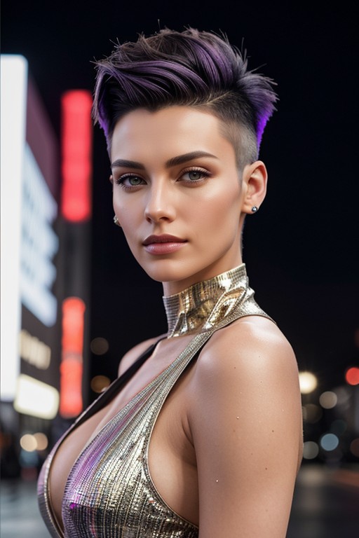 Medium Length, Pixie Cut, Sharp Architectural Lines Emphasized AI Porn