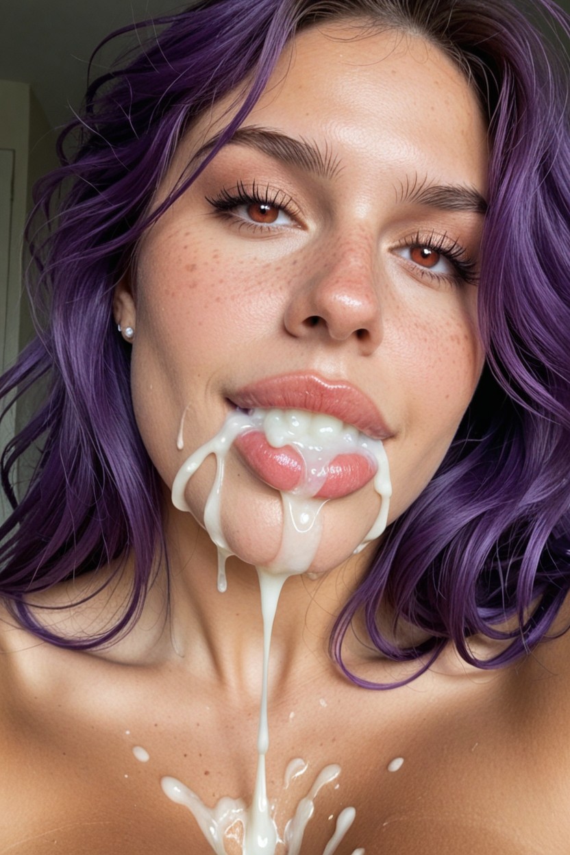 Messy Cum Dripping On Hair, Messy Cum Dripping On Big Tits, Excessive Cum AI Porn
