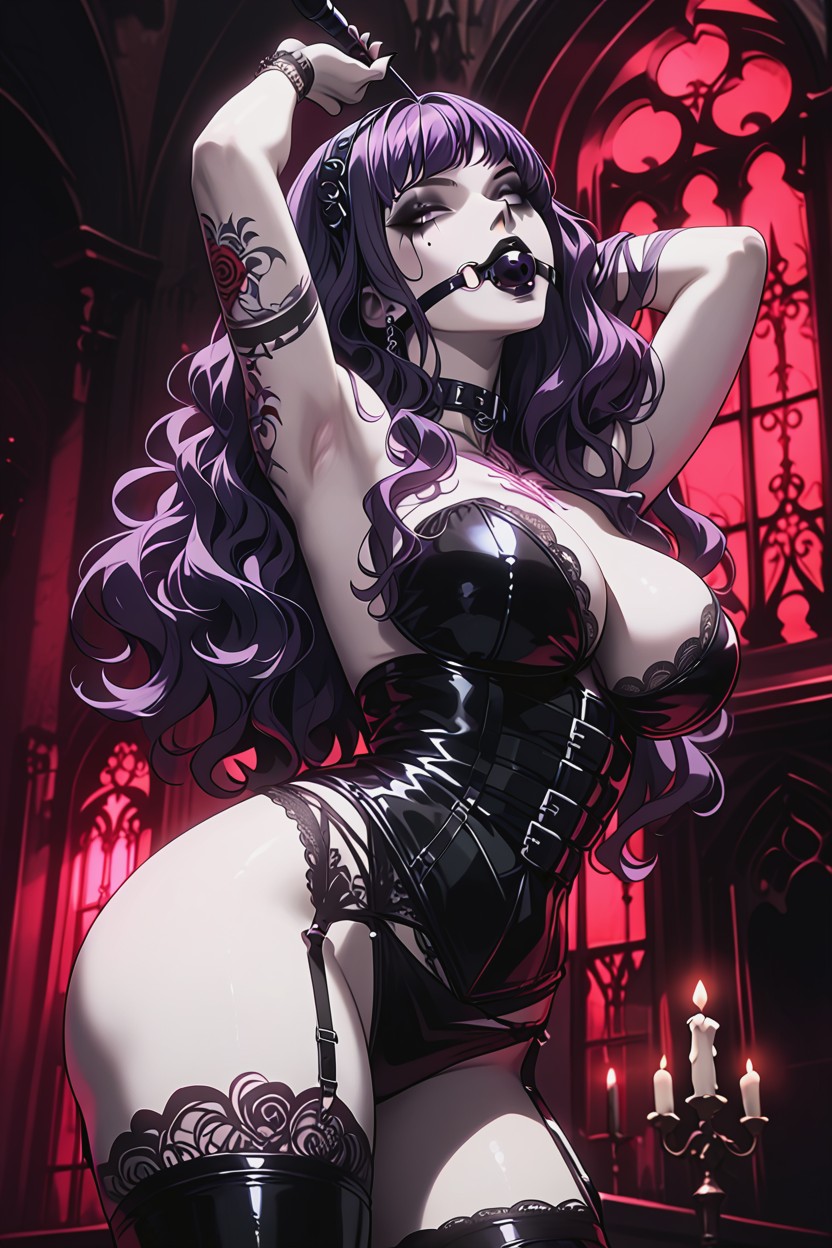 Ball Gag, Black Nails, Pale Skin Hentai AI Porn