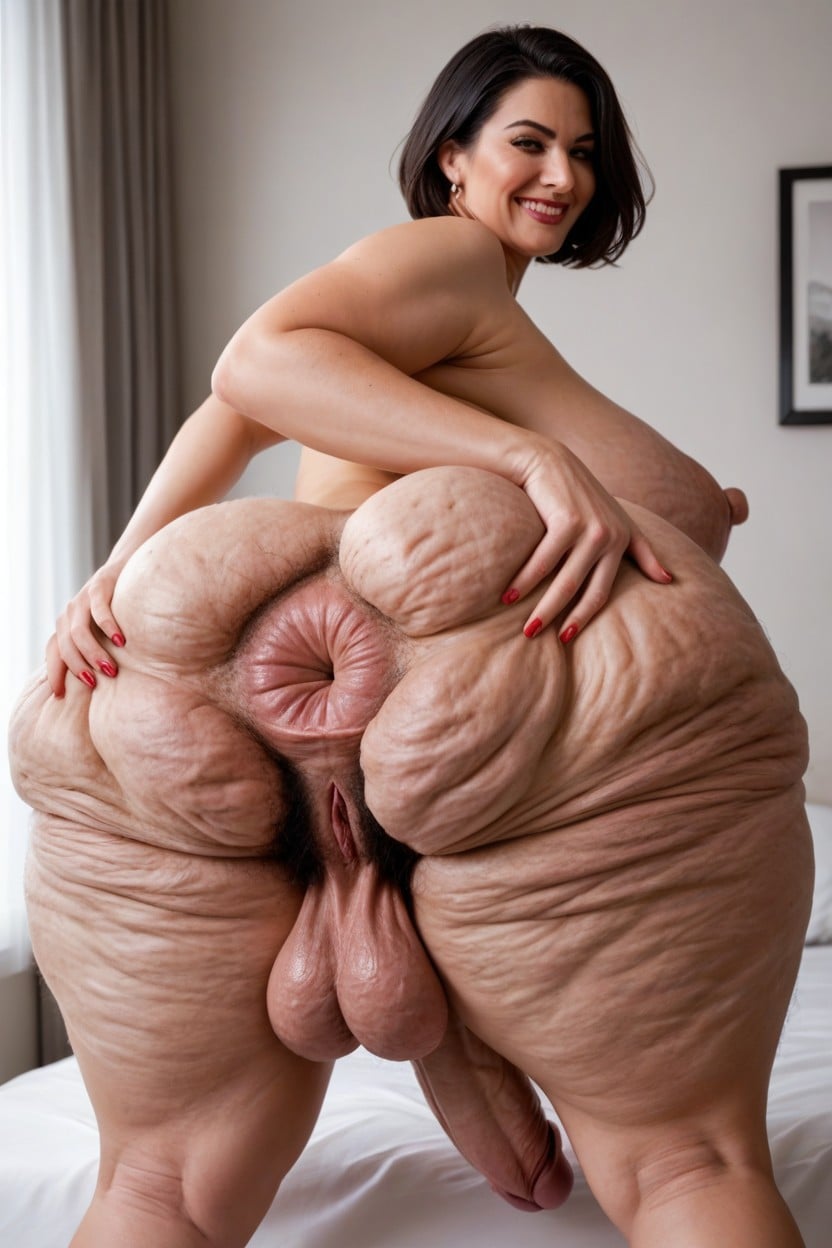 Hyper Cellulite, Hyper Saggy Balls, Extremely Giant Fat Ass MILF AI Porn