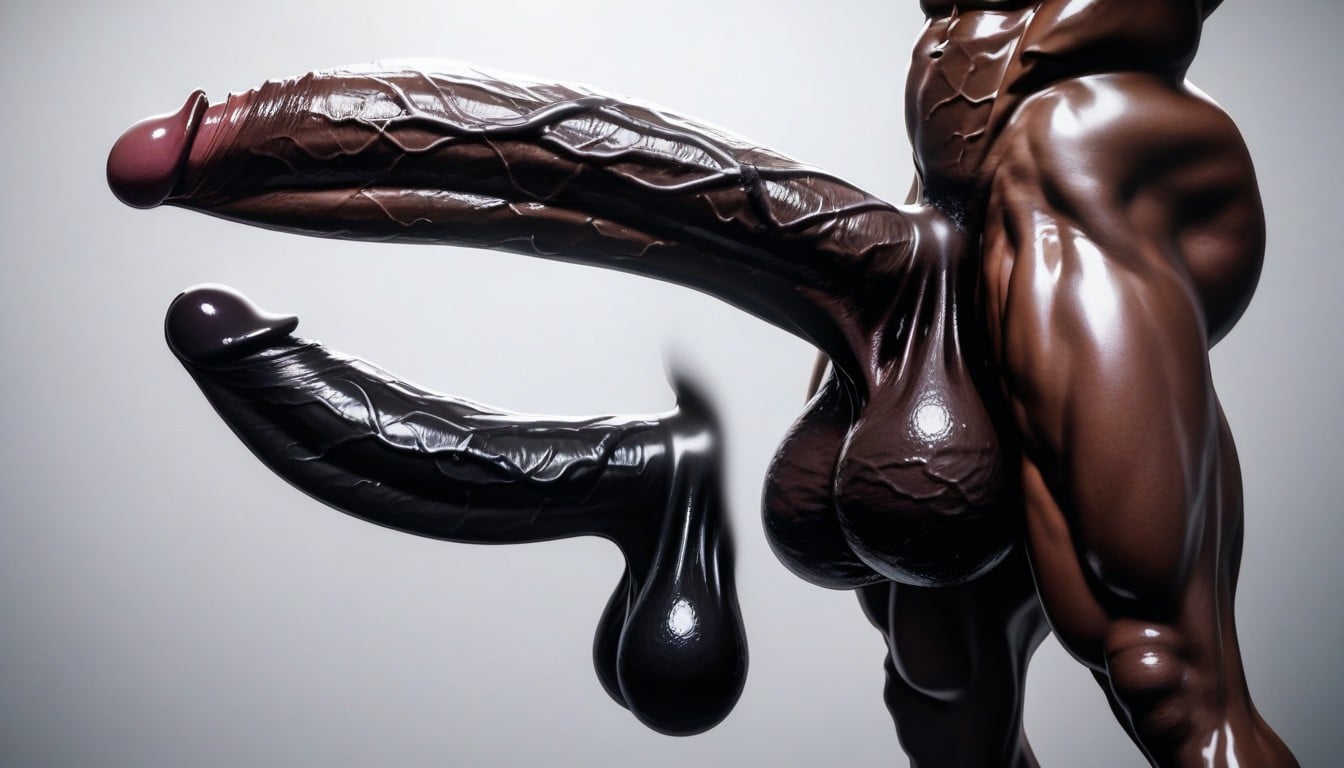 Erect, Hyper Girthy, Hyper Massive Veiny Dark Black Torpedo Penis In Focus AI Porn
