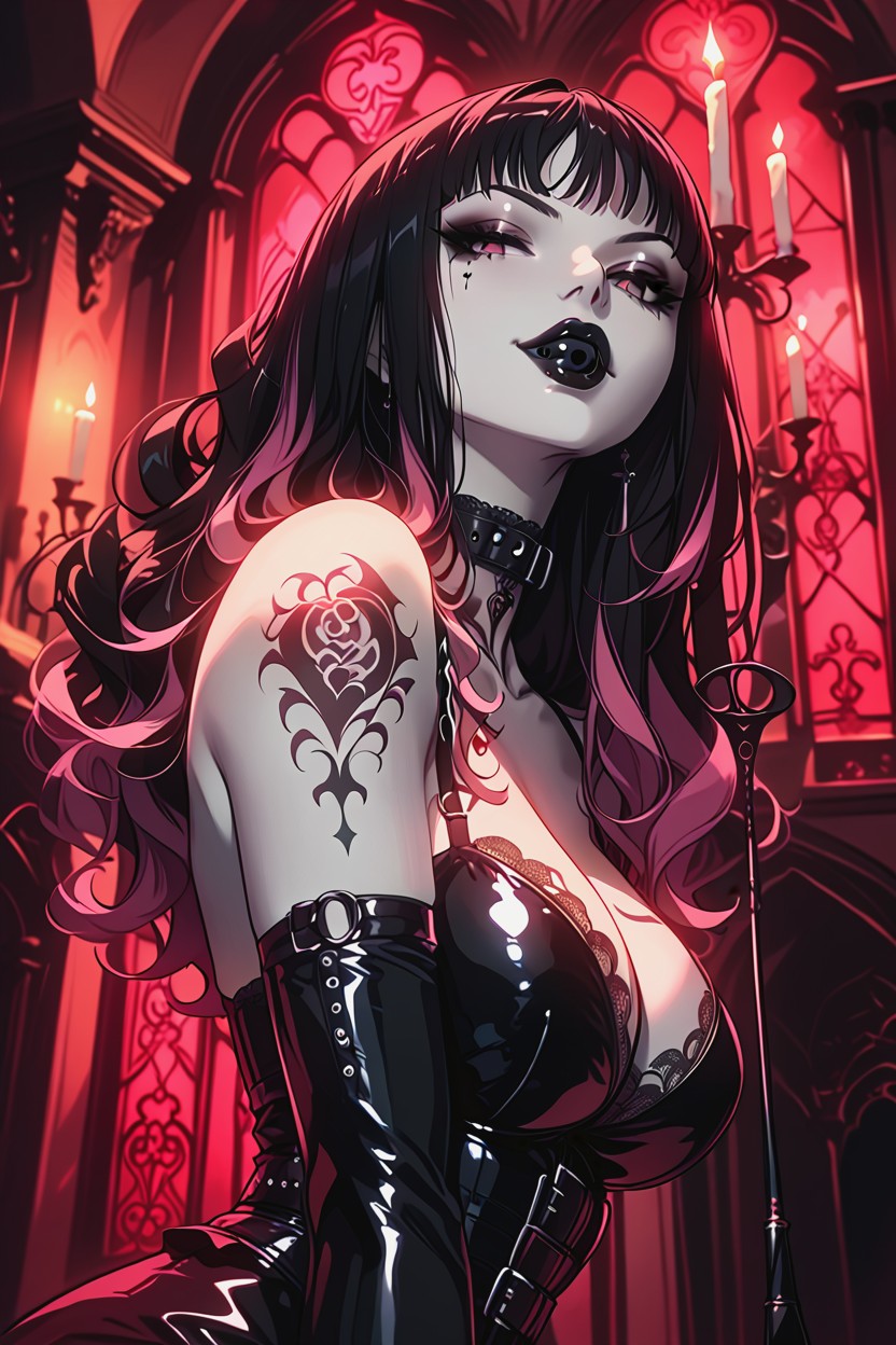 Dark Makeup, Pale Skin, Seductive Gaze Hentai AI Porn