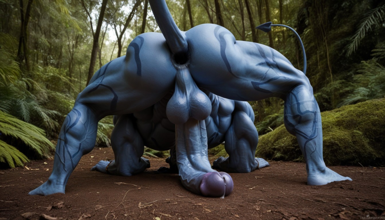 Jungle, Long Canines, Wide Mouth Is The Exit For A Massive Treesized Cock AI Gay Porn