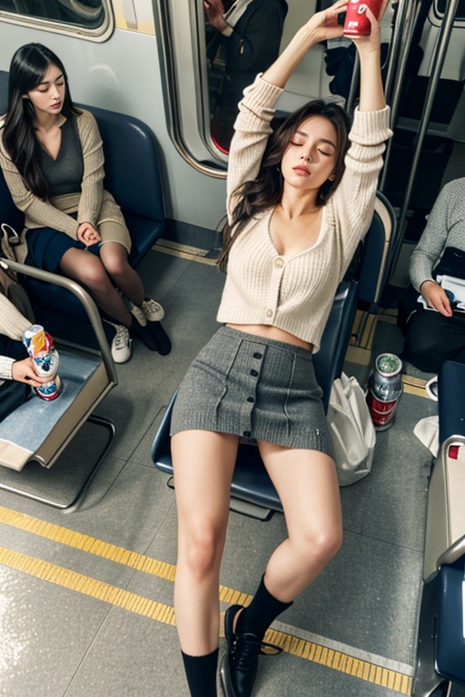 Man Pulling Down Her Panties, Skirt, Man Is Spreading Her Legs Open AI Porn