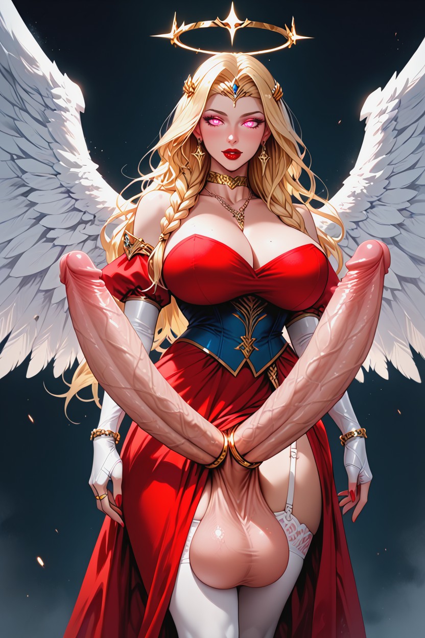Perfect Face, Penis Past Knee, Blue Corset Porno IA transsexuelle