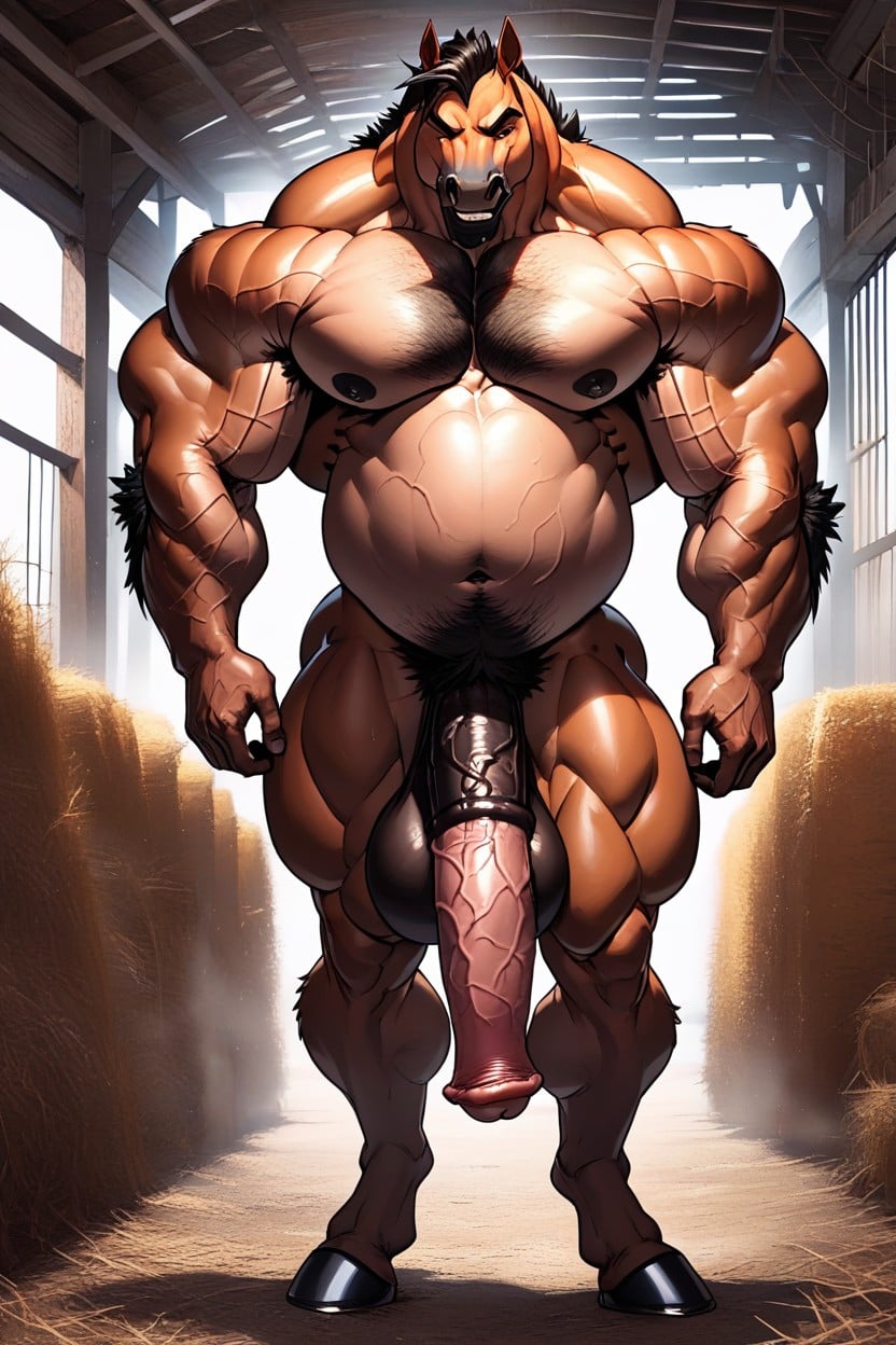 Overgrown Thighs, Oversized Muscles, Large Round Belly 퍼리 AI 포르노
