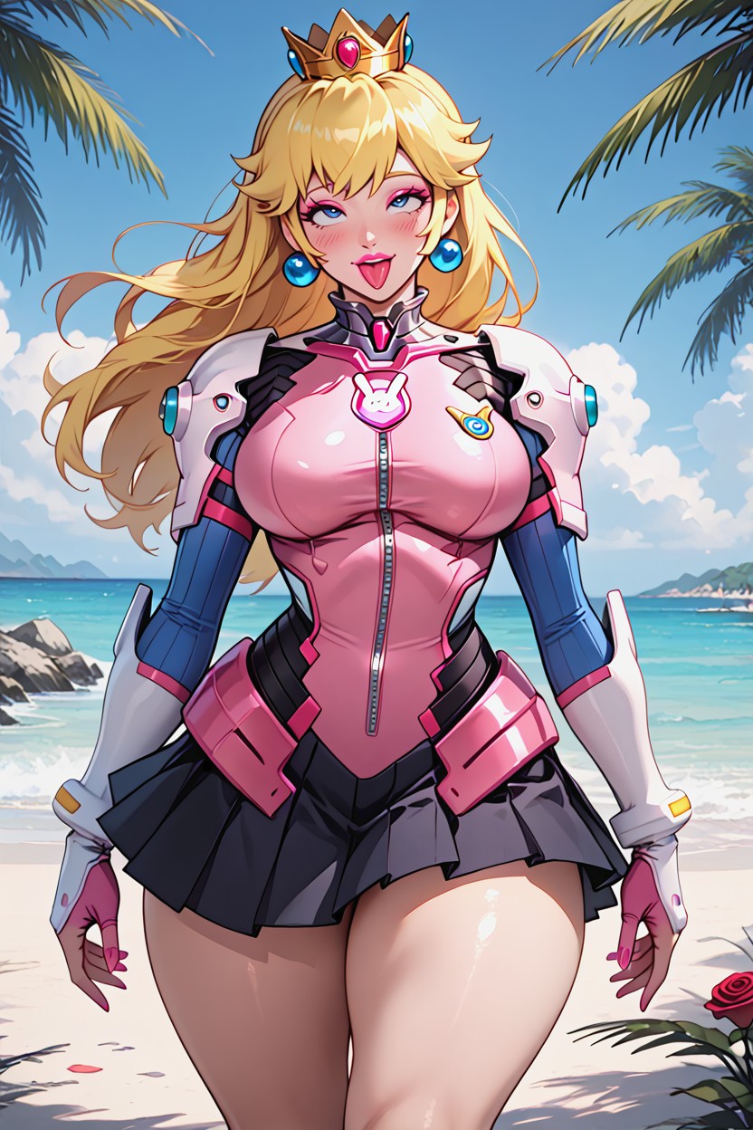 Skirt, Princess Peach Hair Style, Ahegao Hentai AI Porn
