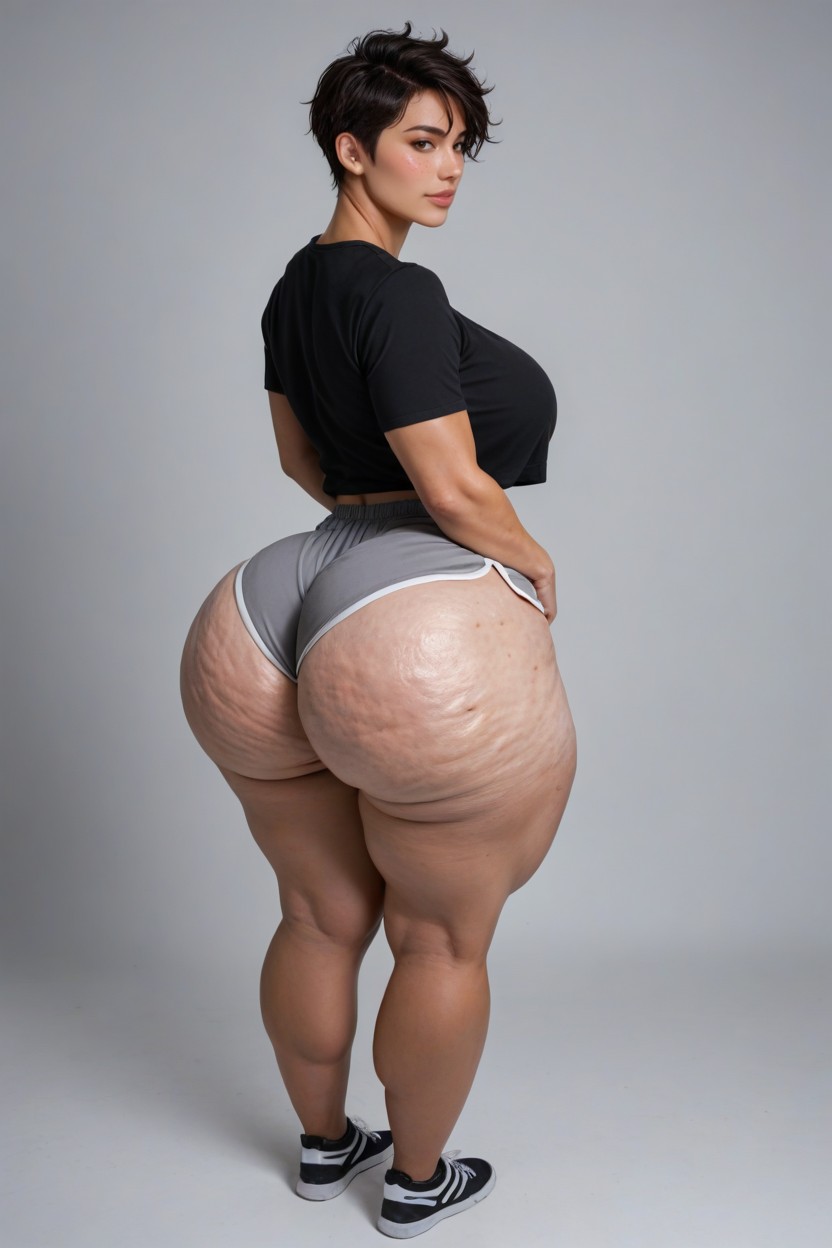 Black Shirt, Hyper Thighs, Sexy AI Porn