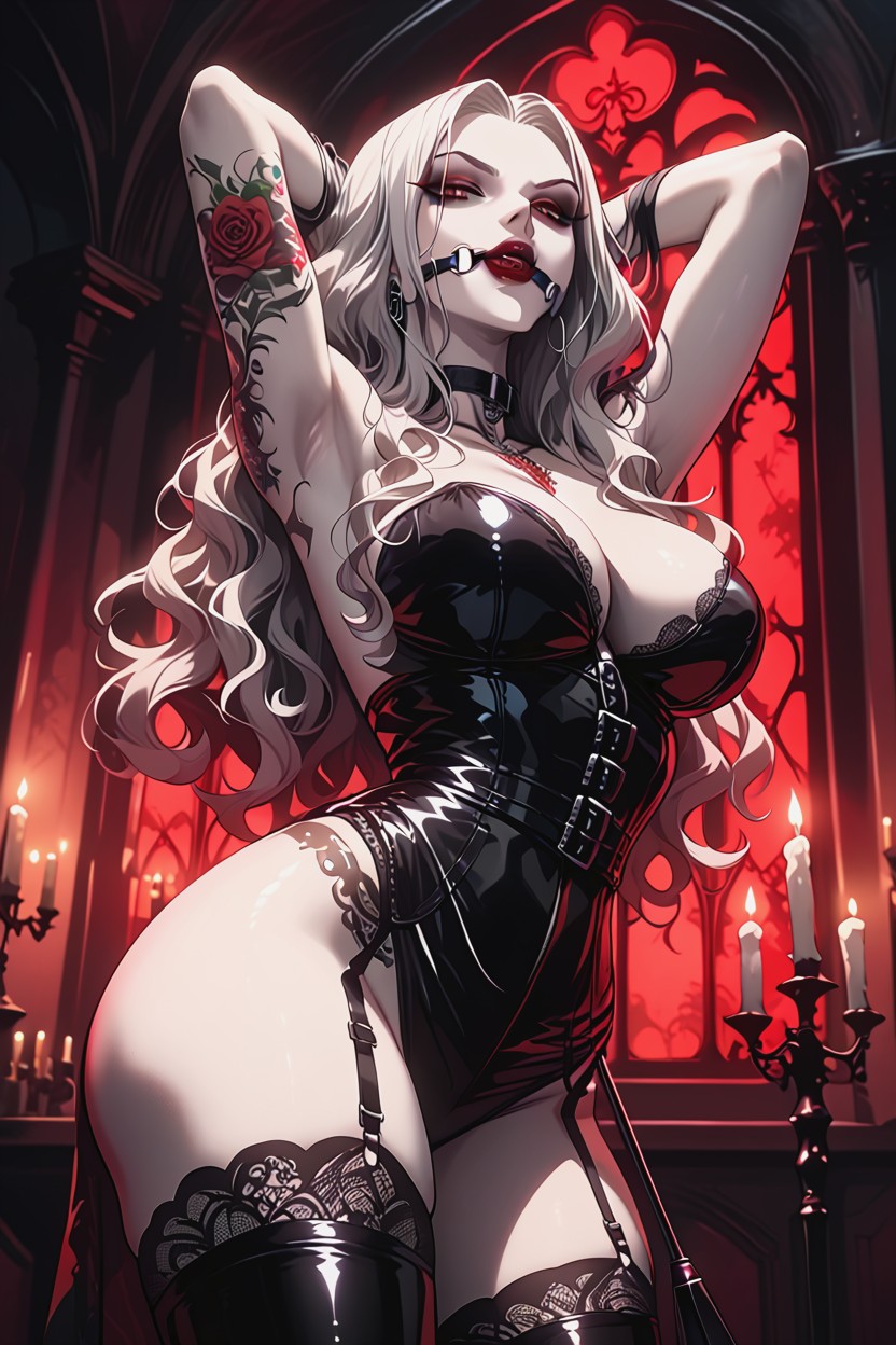 Bottom Up, Stiletto Heels, Standing In A Gothic Qchamber Hentai AI Porn