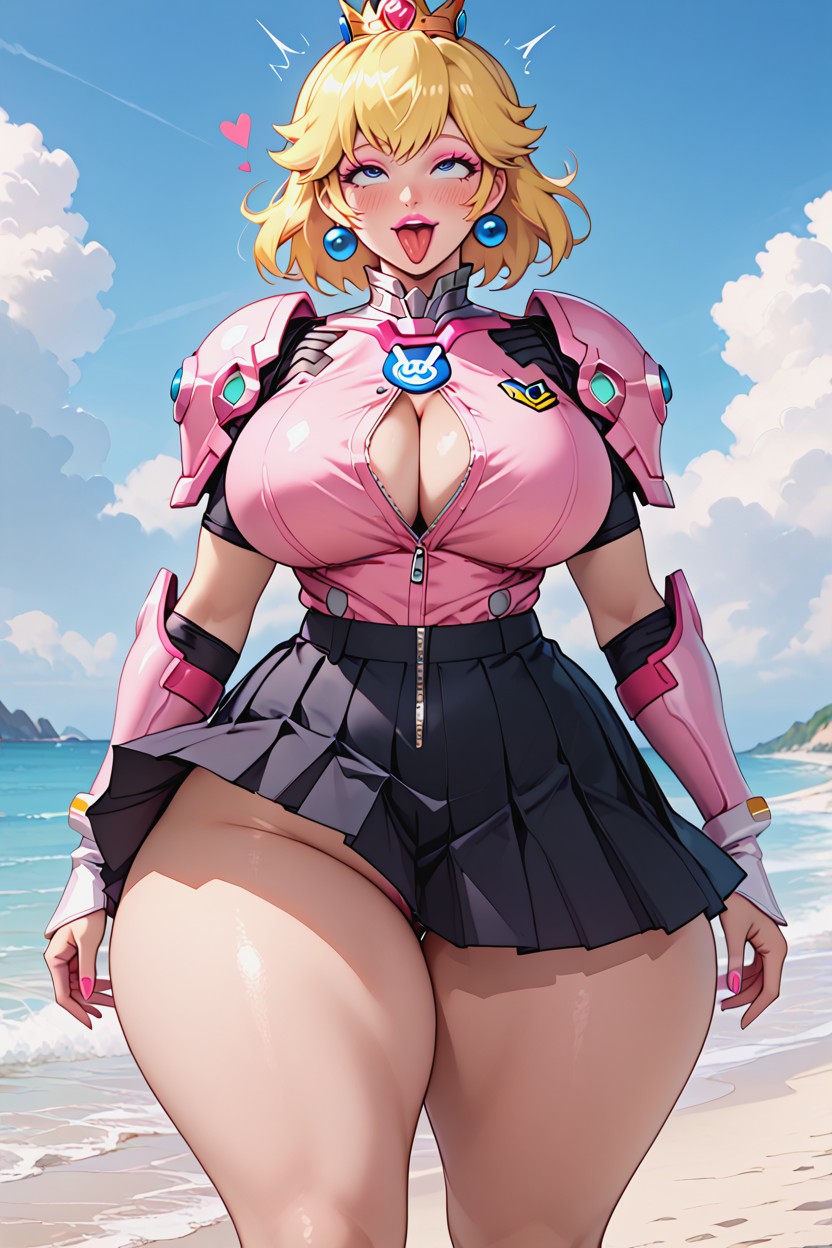 Pink Nails, Unbuttoned, Blushing AI Porn