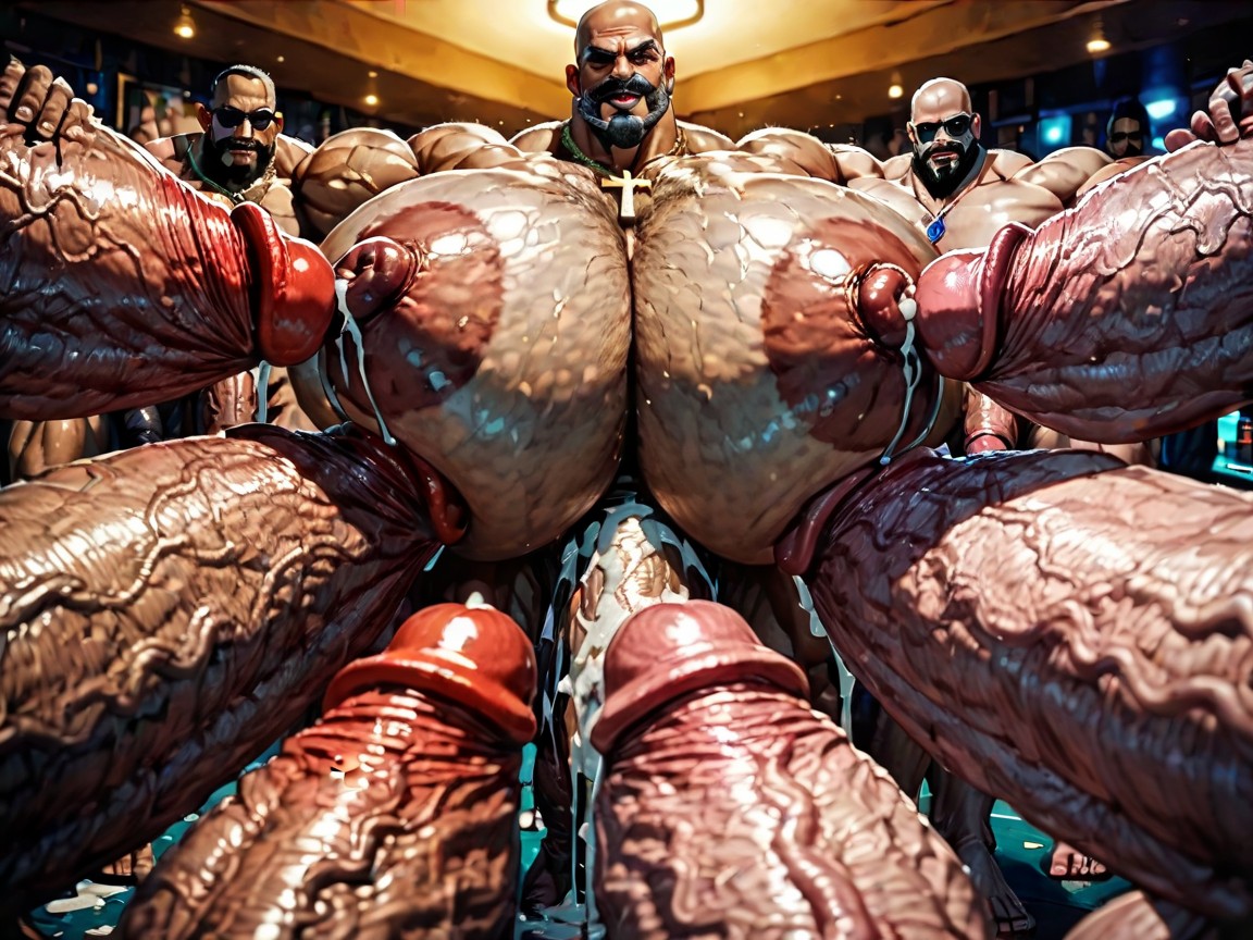 Thick Moustache With Beard, Rough Hyper Huge Cocks Everywhere On Him, Man Men Only Porno IA Gay