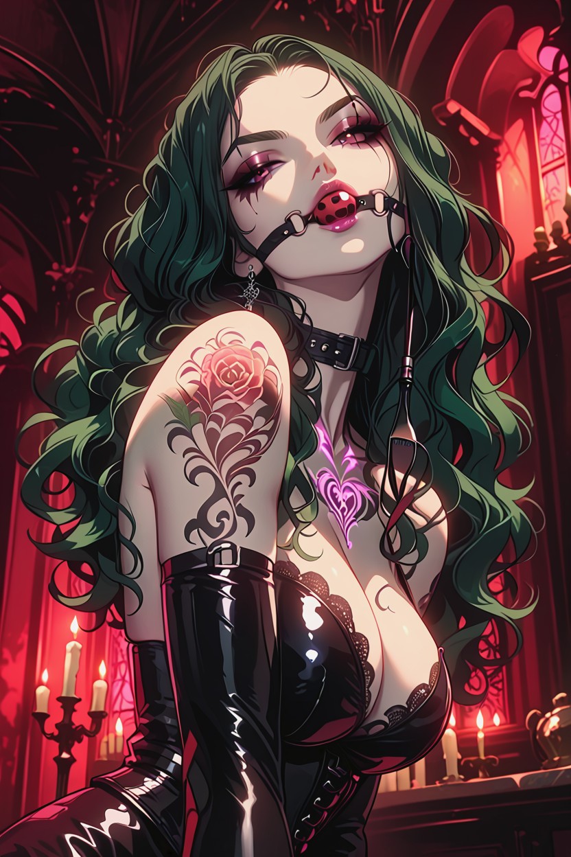 Sheer Lace Garter Belt, Tattoos, Smug Expression Hentai AI Porn