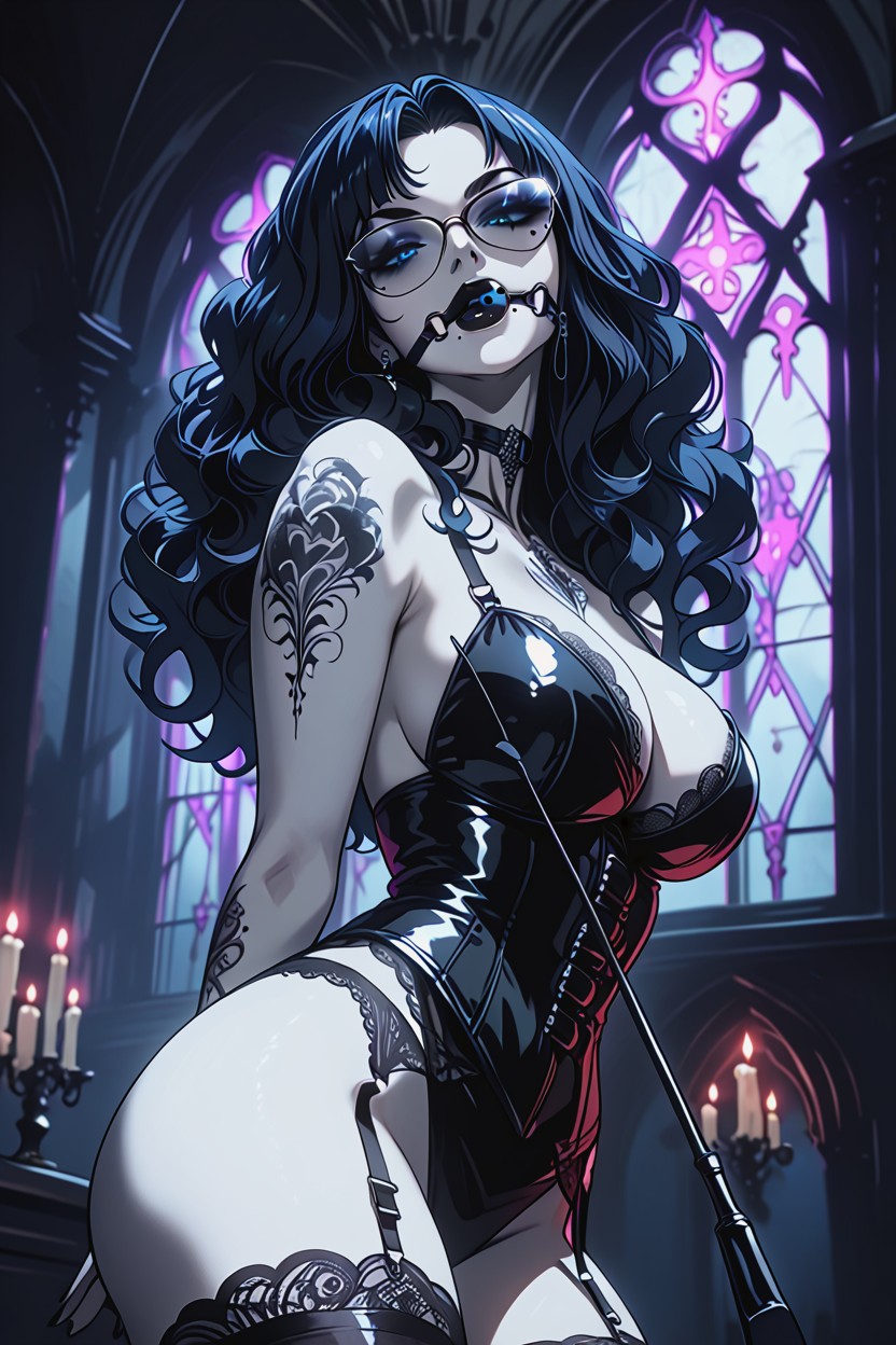 Candlelit Gothic Background, Cinematic Lighting, Large Breasts Hentai AI Porn