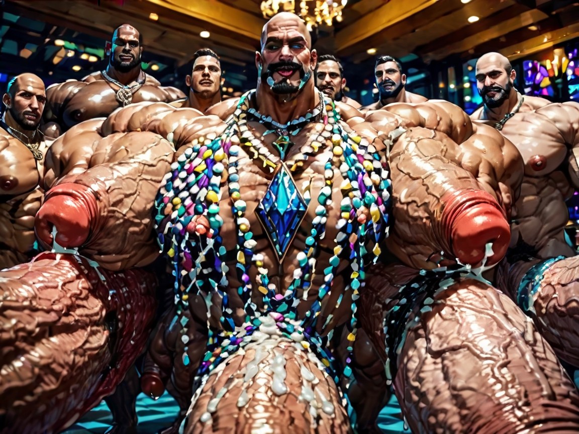Arms Behind Back, Impossibly Long Hyper Penis, Oiled Skin AI Gay Porn