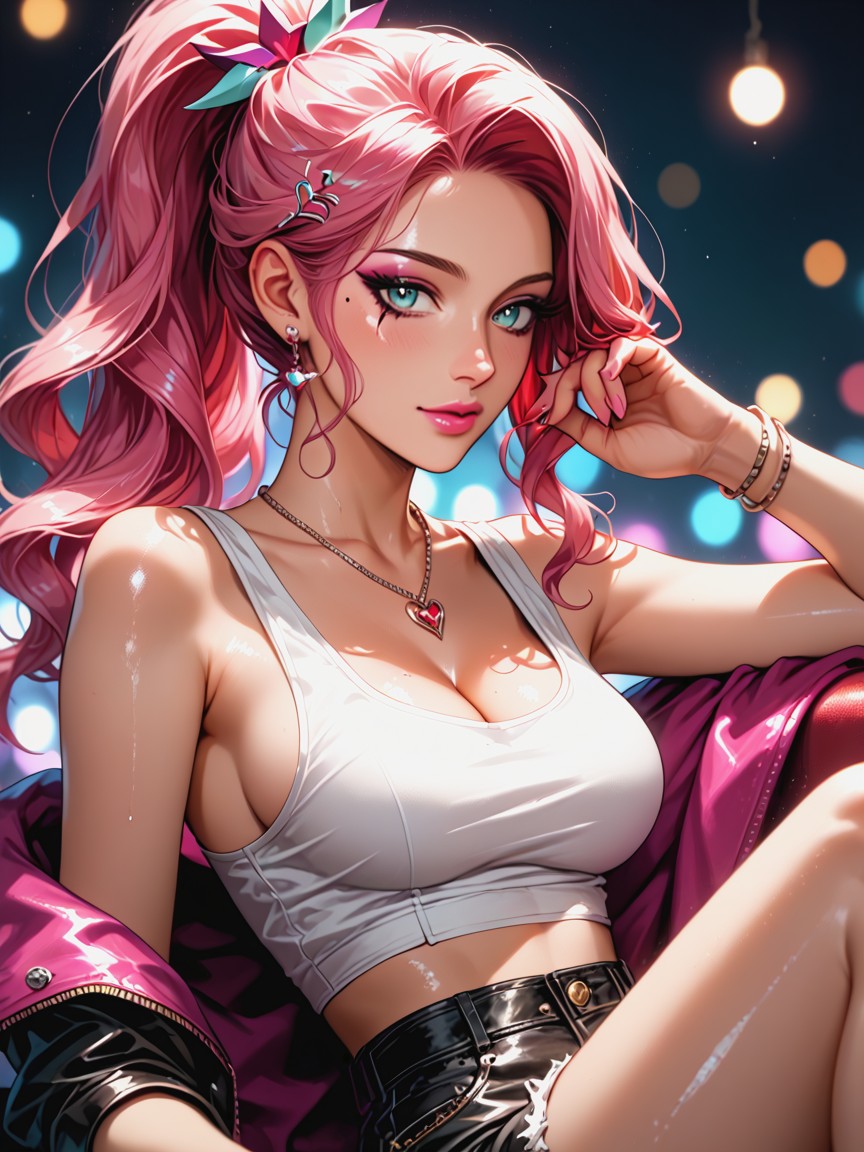 Thighs Out, Cleavage, Ponytail Hentai AI Porn