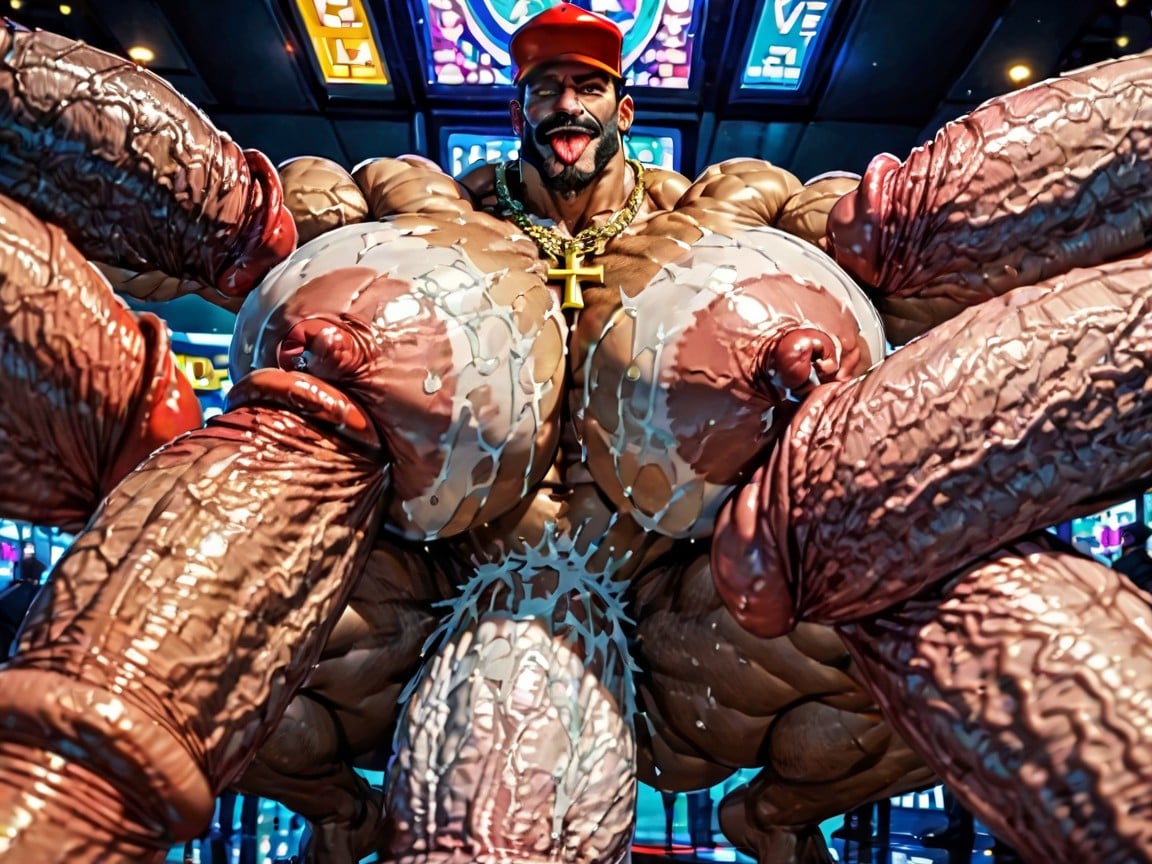 Double Penetration In Mouth, Front View, Man Men Only AI Gay Porn