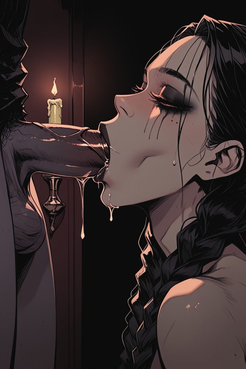 Curvy Figure, Dark Harsh Mystic Atmosphere, Candlelight Hentai AI Porn