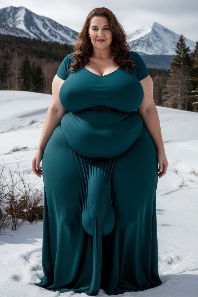 Fat Folds And Deposits Covering All The Body, Loose Flowing Long Dress, Ssbbw AI Porn