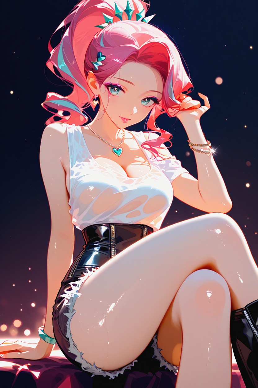 Dark Pastel Colored Background, Subtle Bokeh Lights, Hip Bones Hentai AI Porn