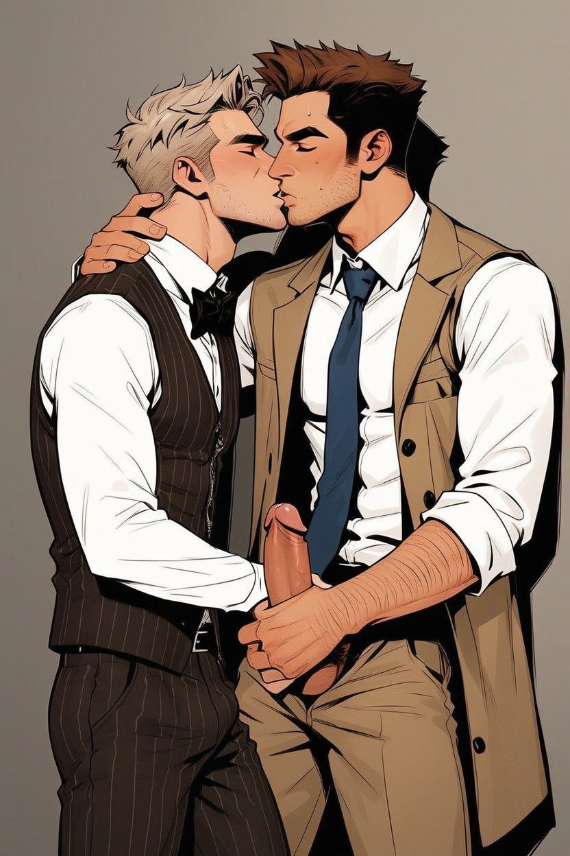 White Man, Blue Tie, Brown Pants AI Gay Porn