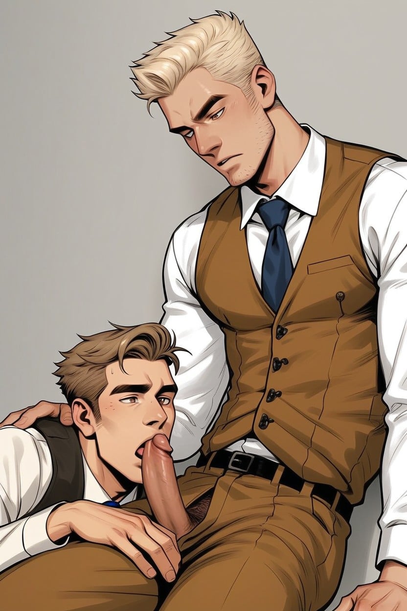 Erect Penis, Oral, Tilted Head AI Gay Porn