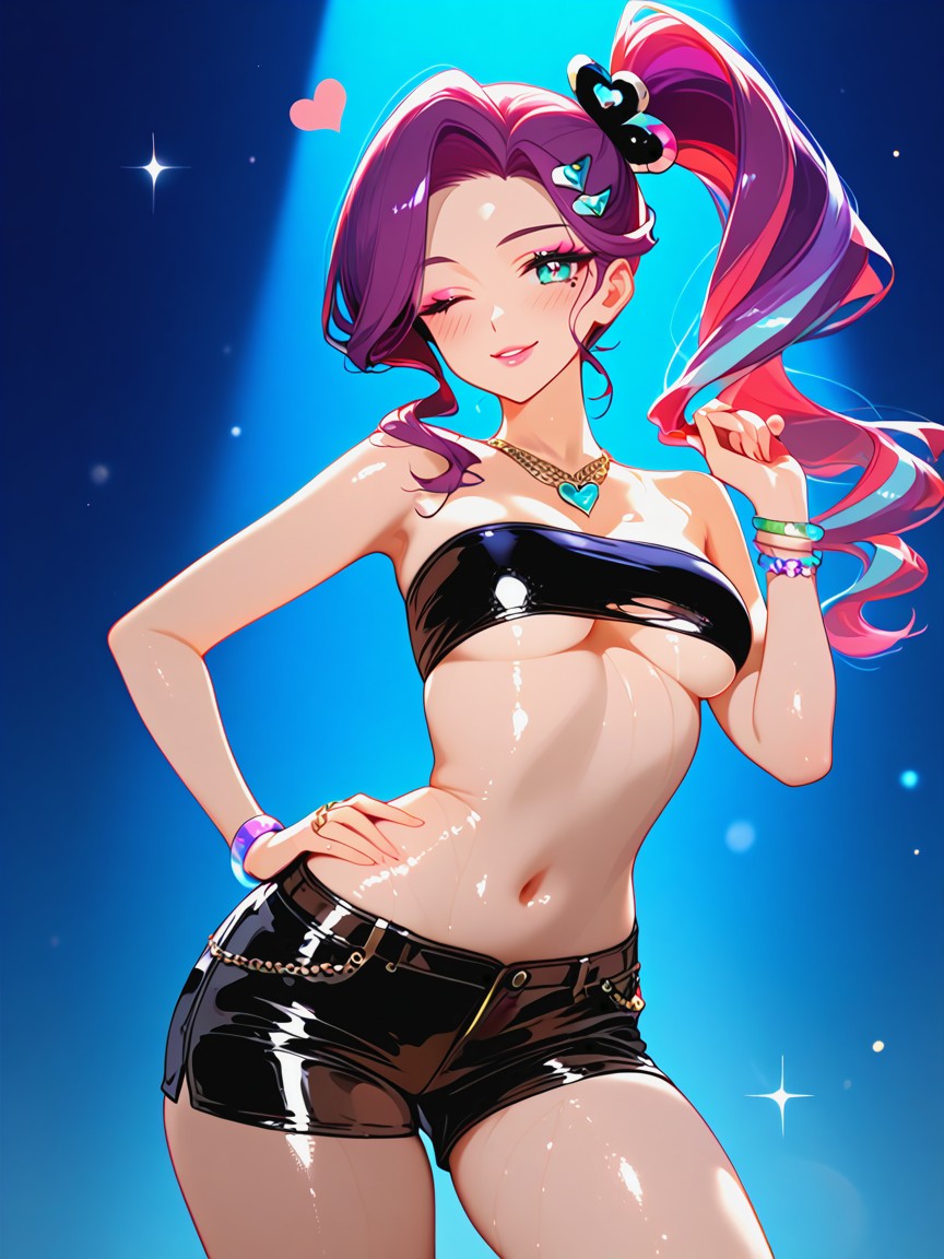One Hand On Hip, Heart Accessories, Horny Hentai AI Porn