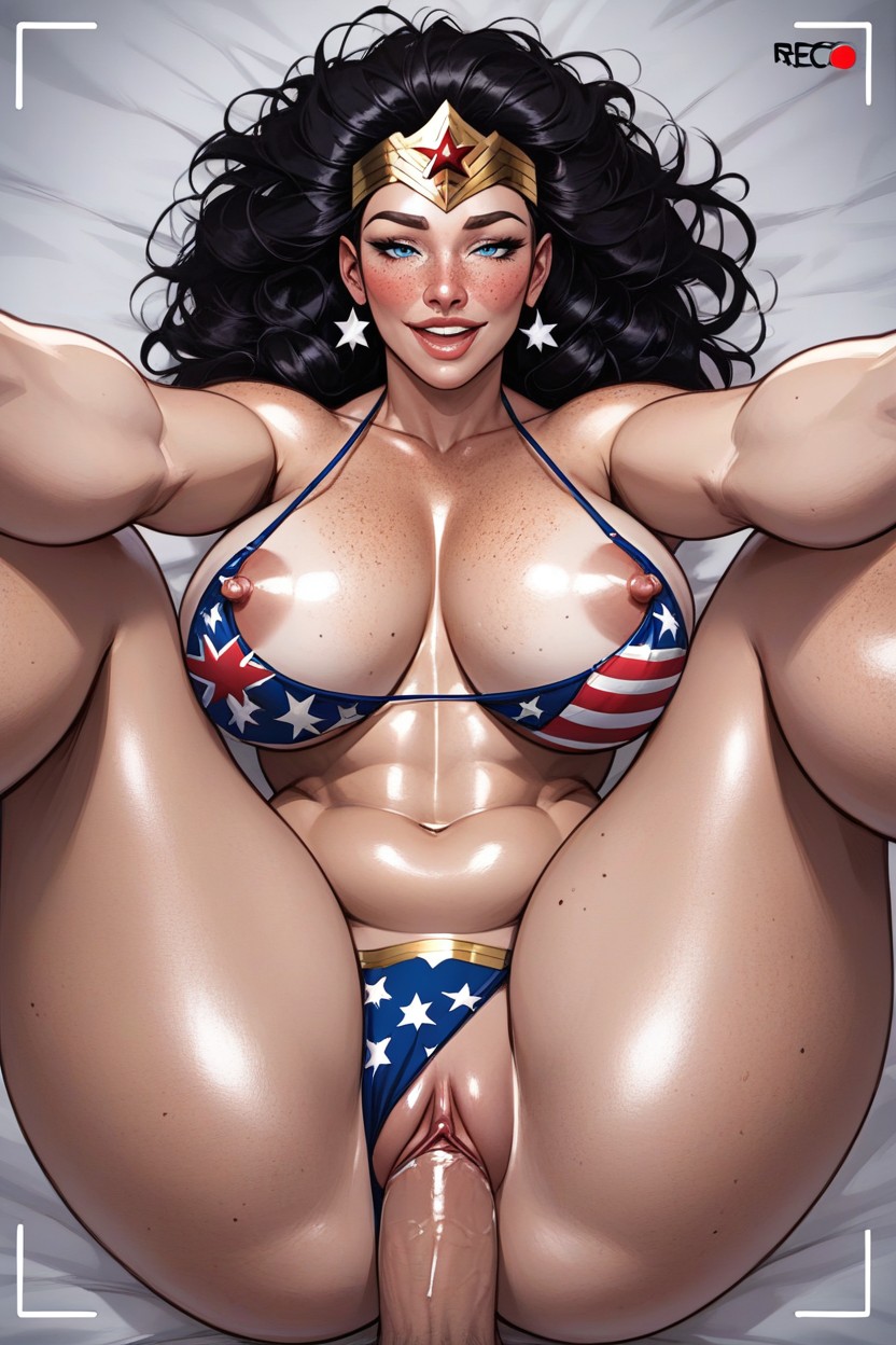 Full Lips, Moaning, Usa Flag Print Bikini With Stars And Stripes AI Porn