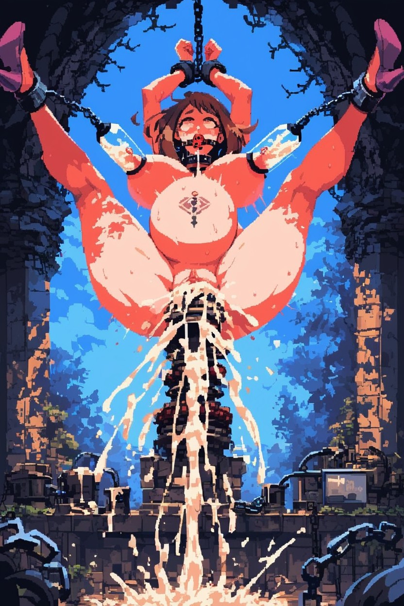 Suspended By Chain Collar, Cum, Motion Line Hentai AI Porn