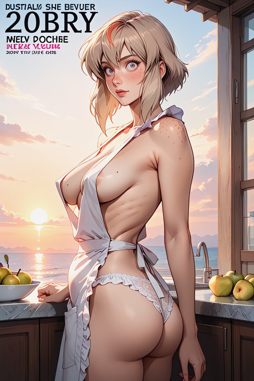 Magazine Cover, Kitchen, Extra Wide Eyes AI Porn