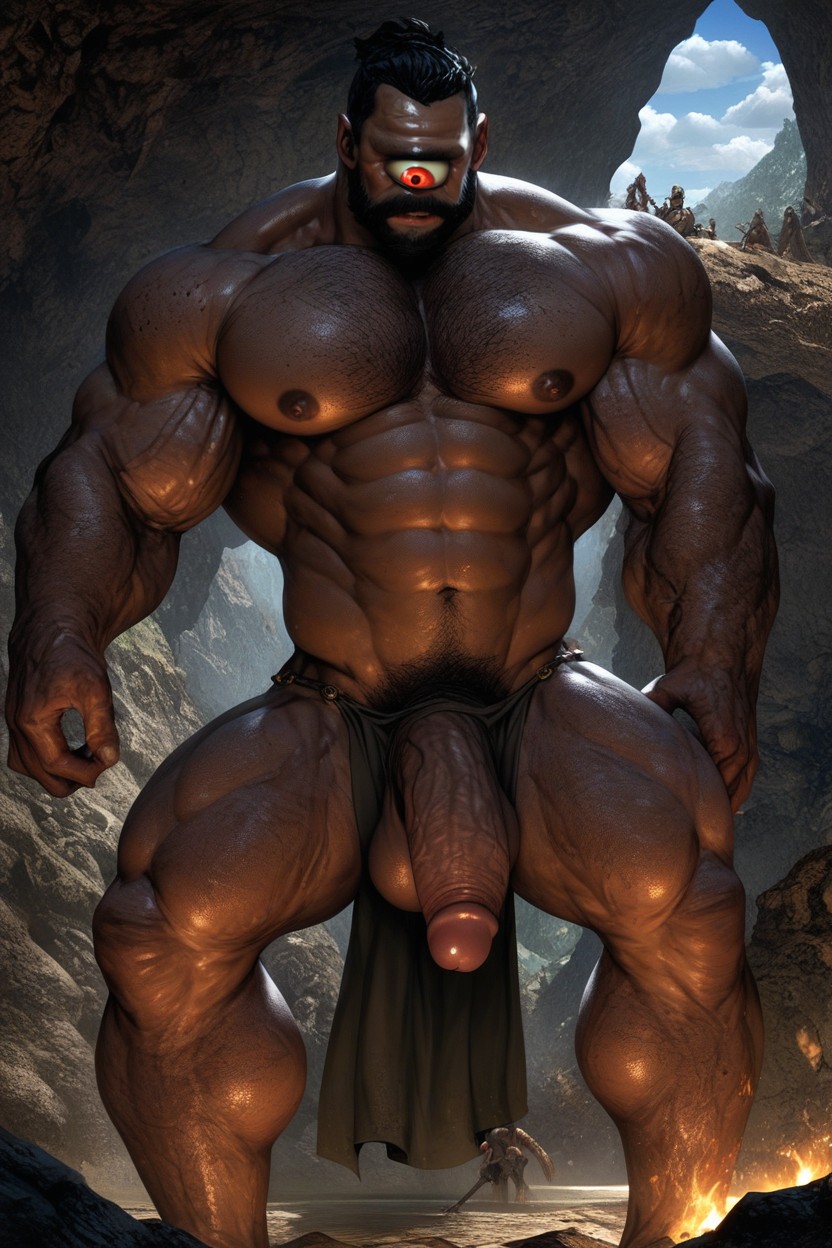 Massive Treesized Cock Goes Through Body, Mouth Is Open Wide By Massive Treesized Cock That Comes Out, Full View AI Gay Porn