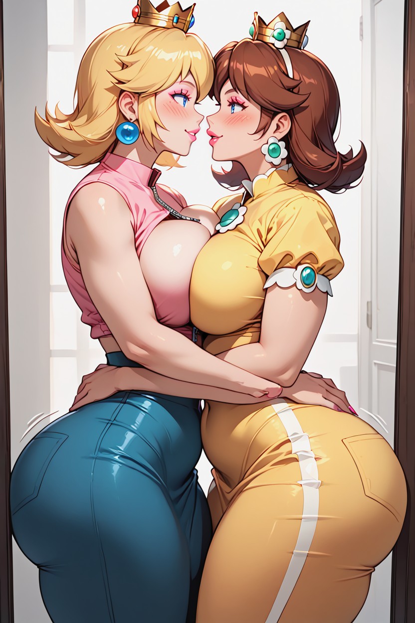 Princess Daisy, Big Breasts, Two Women Hentai AI Porn