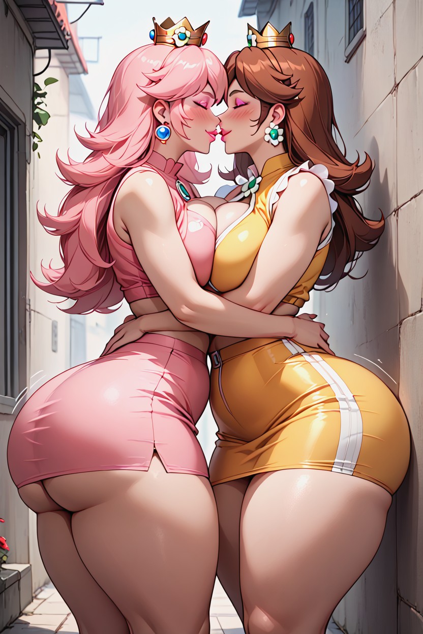 Neckline, Cleavage, Two Women Hentai AI Porn