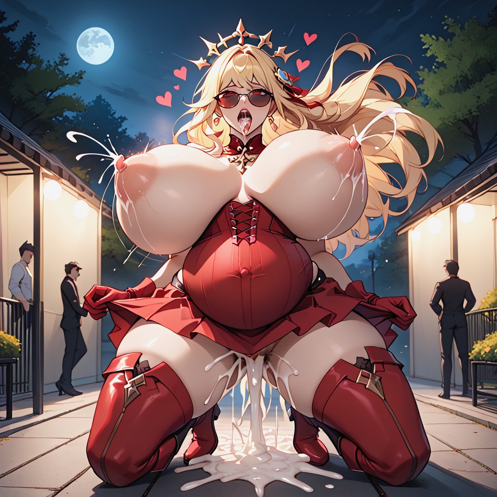 Hourglass Body Figure, Blonde Hair, Break Bouncing Breasts Hentai AI Porn