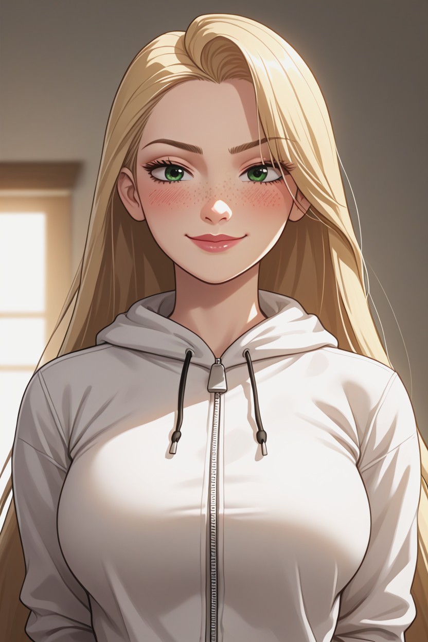 Straight, Skinny, White Hoodie AI Porn