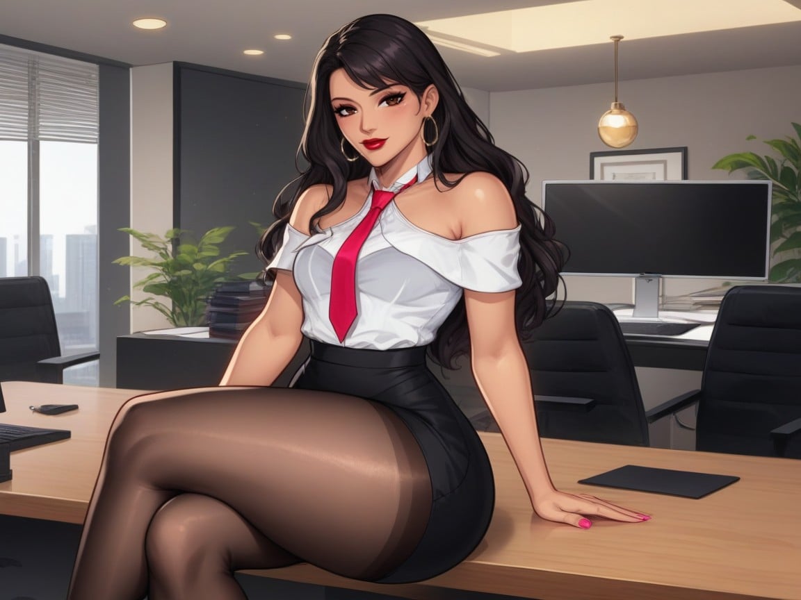 Brown Eyes, Brown Eyes, Penthouse Executive Office Latina AI Porn