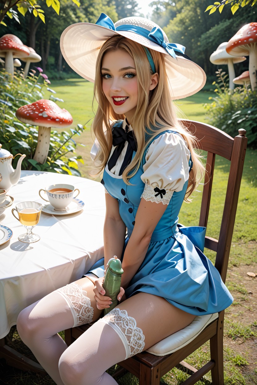 Having A Tea Party, In Wonderland, Green Cock Hentai AI Porn