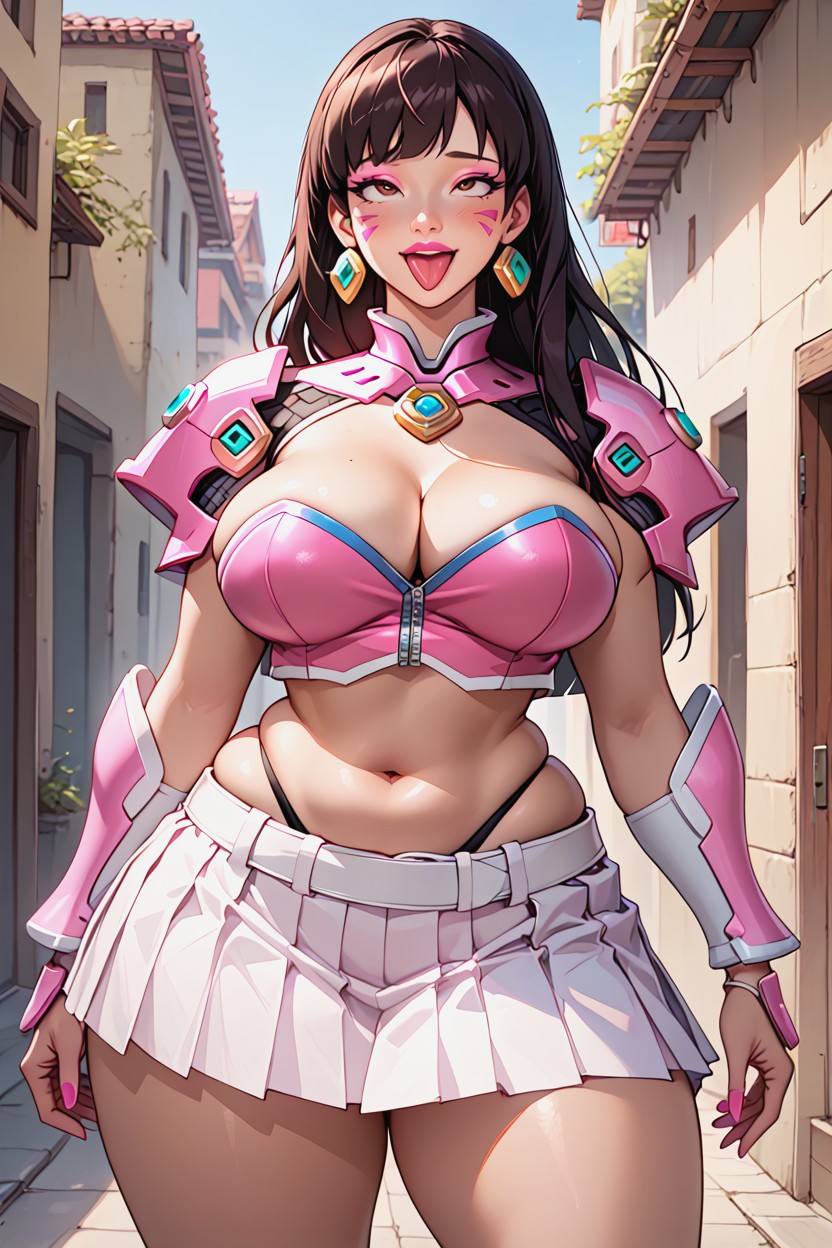 Pink Eyeshadow, Pleated Skirt, Pink Armor AI Porn