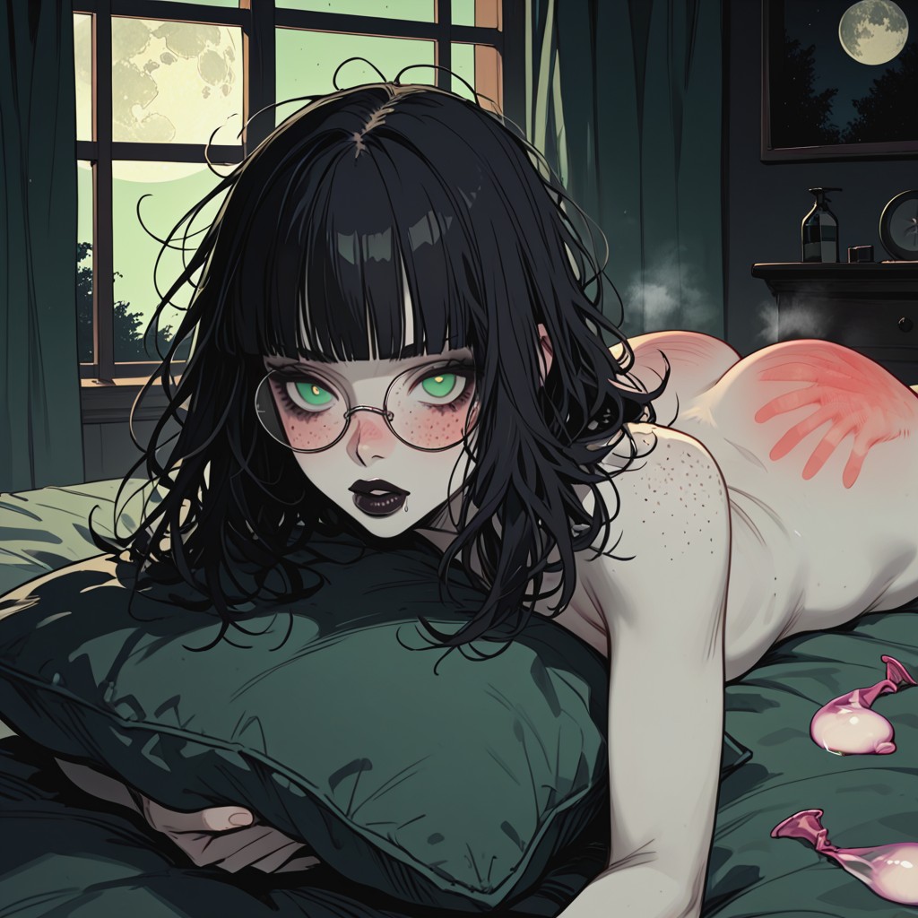 Drooling, Messy Hair, Pubic Hair Hentai AI Porn