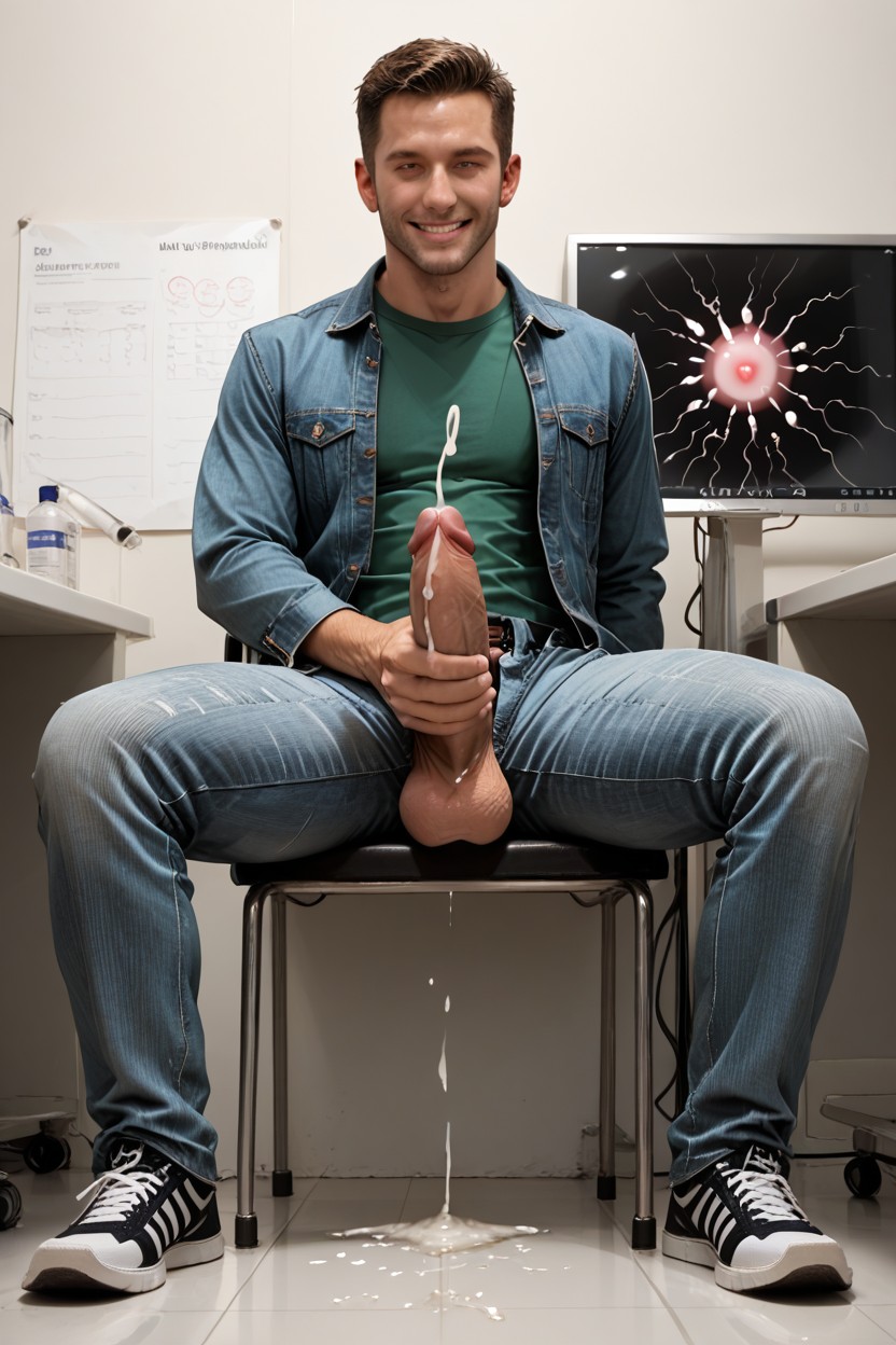 Sentada, Wearing Jeans, Uncontrollable Orgasm Porno gay IA