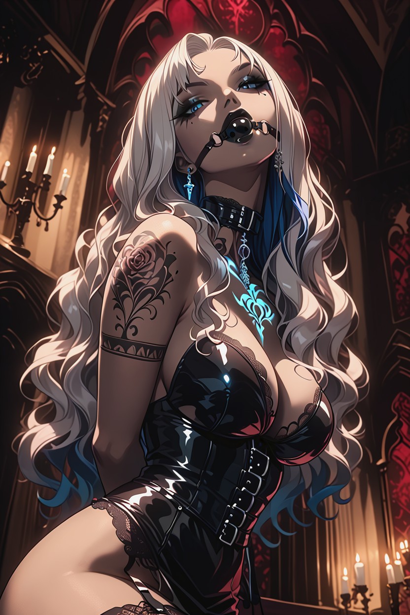 Large Breasts, Stiletto Heels, Candlelit Gothic Background Hentai AI Porn