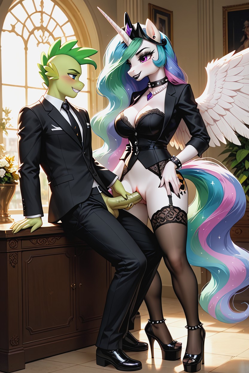 Spike Fucks From Behind Celestia, Pearl Necklace, Manager Furry AI Porn