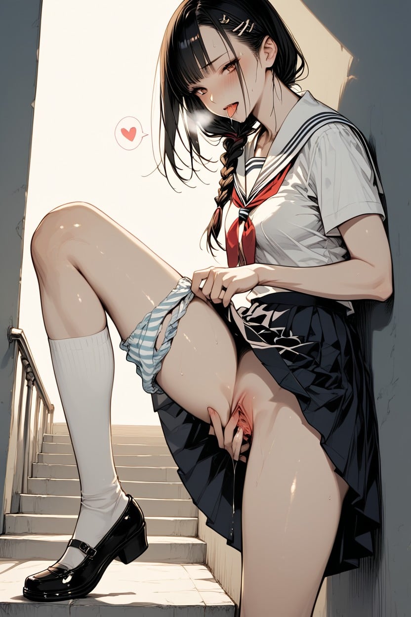 Pussy Juice, Mary Janes, One Leg Up Hentai AI Porn