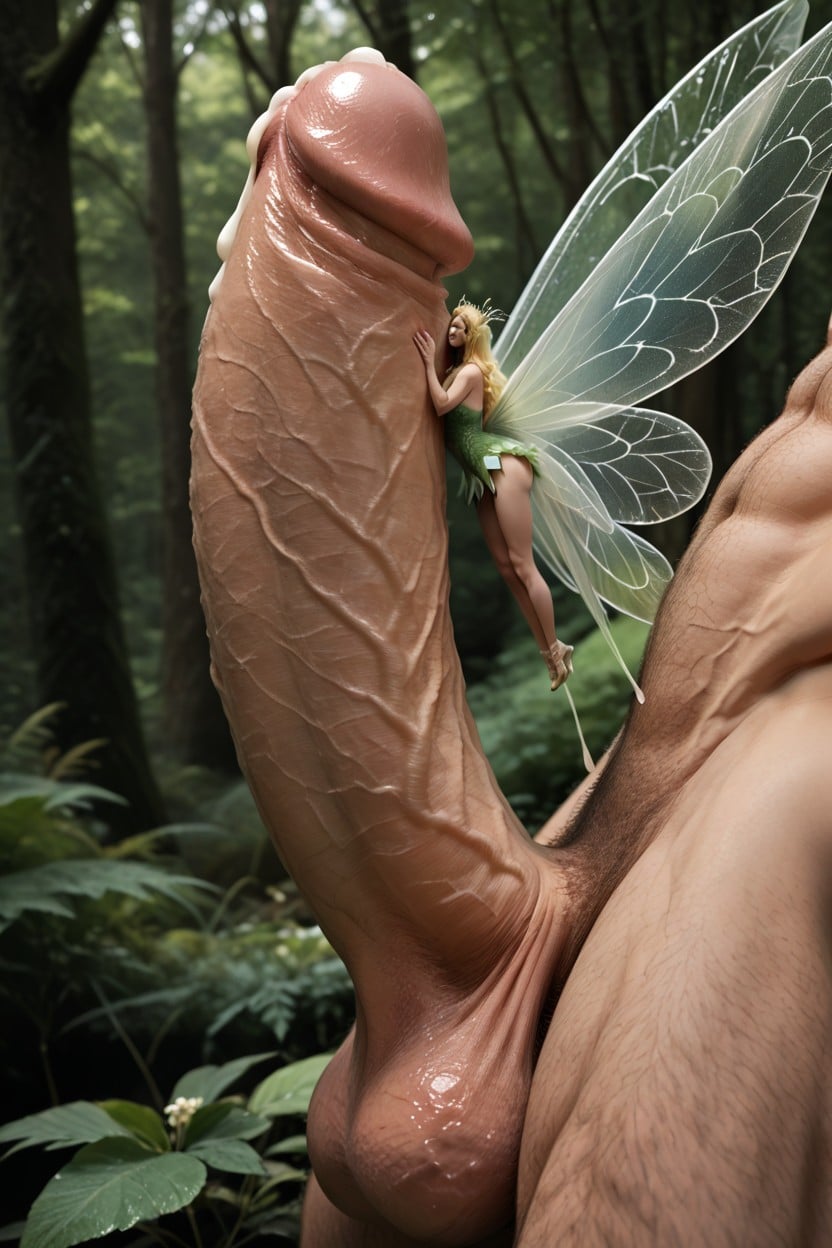 Hyper Mega Cock, Foreskin Covering Head Of Cock, Fairy Sized Woman AI Porn