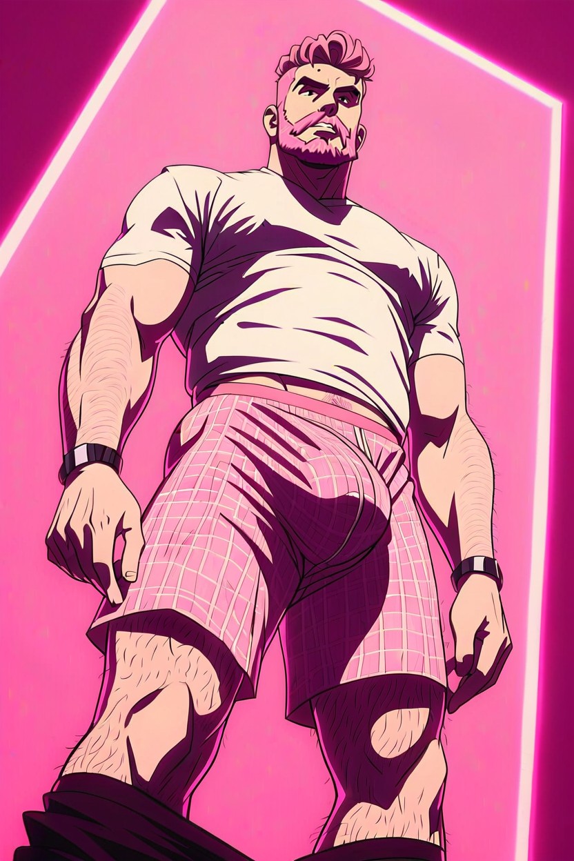 Pink Hair, Men, Hairy AI Gay Porn