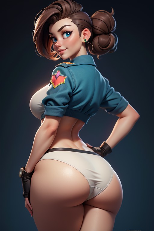 Rear View Of Large Round Ass, Rear View Of Large Round Bubble Ass, White Underwear Hentai AI Porn