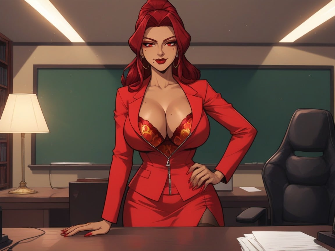Red Desk Lamp, Low Hip Width, Dark Red Hair Porno IA Latina