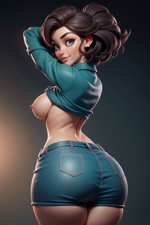 Brunette With Very Military Hair, Desnuda, Rear View Hentai IA