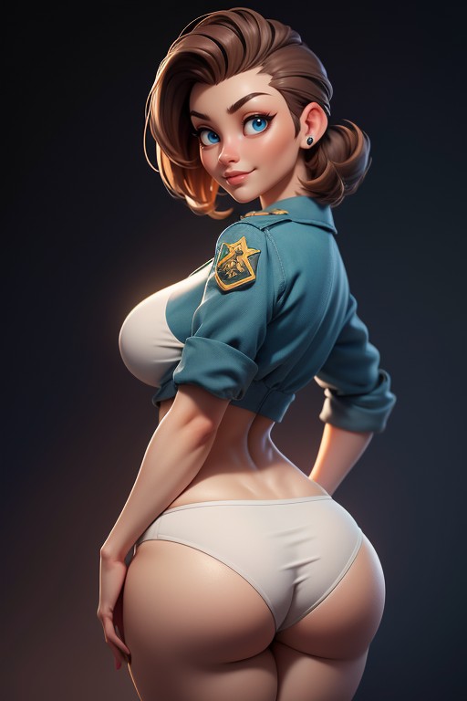 Correct Body Proportions, Sexy Smile Rear View, White Panties Porno IA Hentai